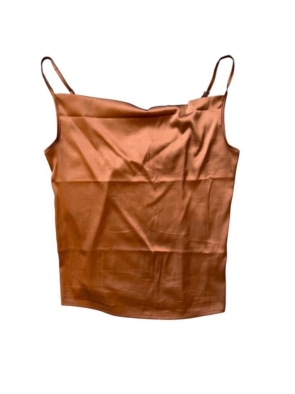 SHEIN Satin Slip Cami Tank | M (US 6) | Copper Rust, Adjustable Straps